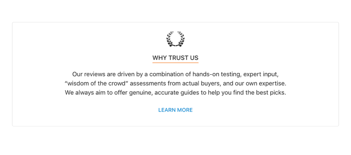 A screenshot of an trust UI component from the Organic Content CMS, demonstrating trustworthiness.